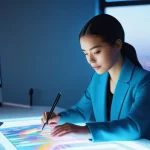AI 예술과 딥페이크 - **Prompt 1: The AI Muse in a Creator's Studio**
    "A female graphic designer, wearing comfortable ...