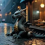 AI 예술과 디지털 조각 - **Melancholic Dragon in a Rainy Hamburg Alley**
    "A highly detailed, cinematic shot of a majestic...