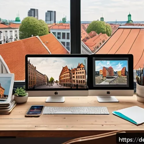AI 예술과 디지털 페인팅 - A modern digital artist&rsquo;s workspace in a cozy Berlin studio, featuring multiple high-resolution scre...
